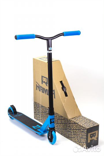 Самокат rrampa трюковой 360 AL 110, голубой/черный