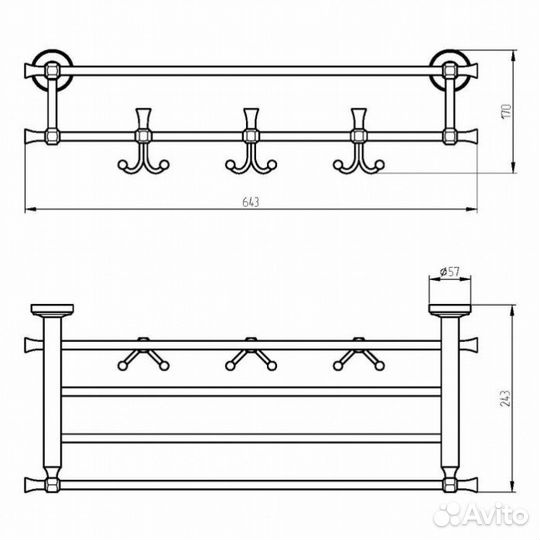 Полка для полотенец Migliore Fortuna 27714 золото