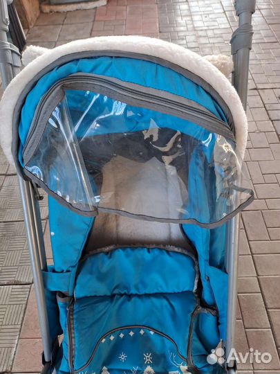 Прогулочная зимняя коляска санки