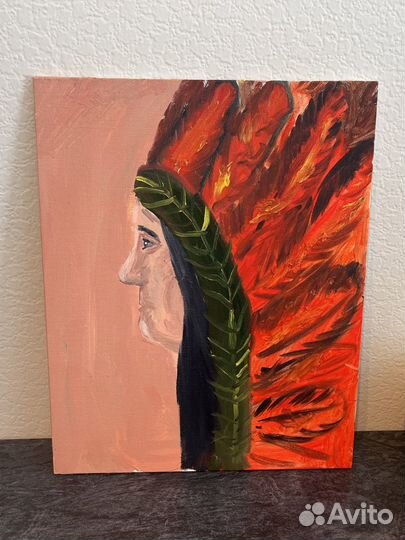 Картина маслом «Индеец «Пламенное сердце»