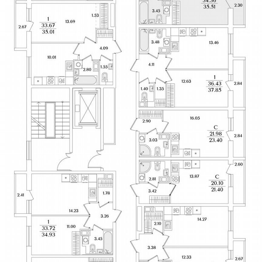 1-к. квартира, 35,5 м², 8/9 эт.