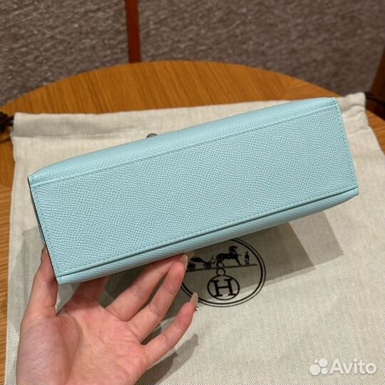 Сумка Hermes kelly pochette U2/ Blue zephyr epsom