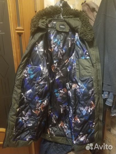 Пуховик зимний женский 54 размера, воротник - овеч