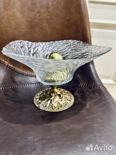 Ваза для фруктов на бронзовой ножке СССР