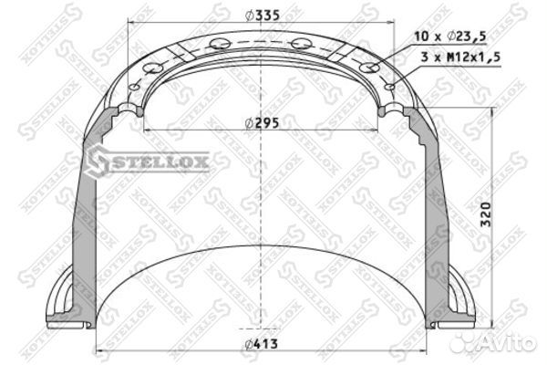 85-00035-SX торм.барабан 413x254/265 H320