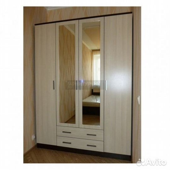 Шкаф 4х ств квадро Шимо светлый/Шимо тёмный 1600х2