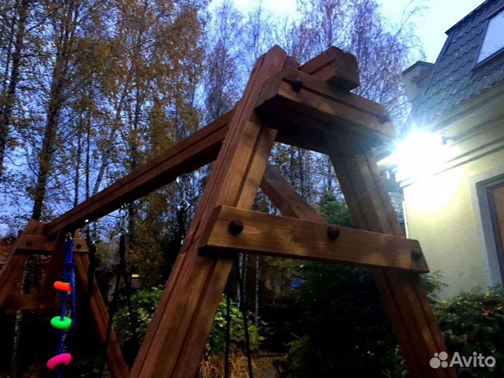 Детские качели уличные деревянные от производителя