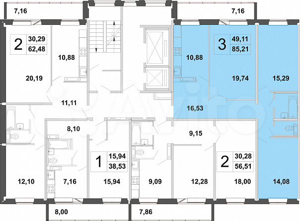 3-к. квартира, 82 м², 8/10 эт.