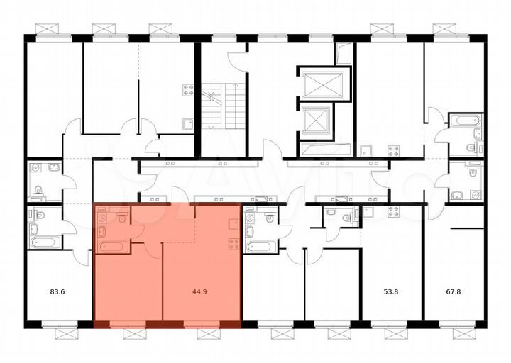 1-к. квартира, 44,9 м², 3/15 эт.