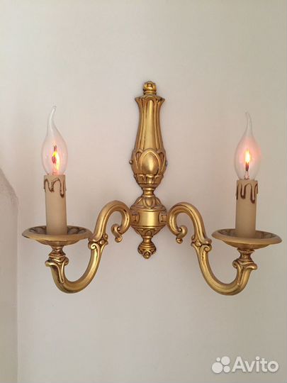 Канделябры бра светильник сусальное матовое золото