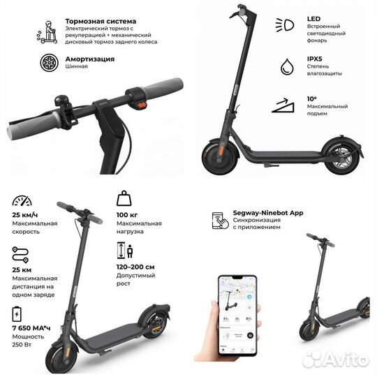 Электросамокат Ninebot KickScooter F25E новый