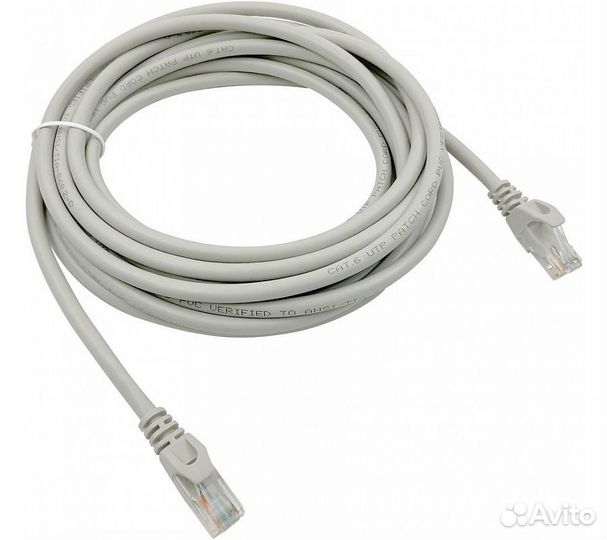 Патч-корд Buro UTP cat6 4 пары 5м, серый (UTP-6-5M