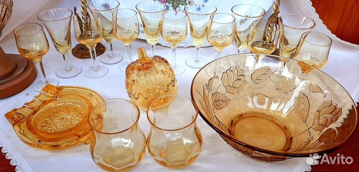 Рюмки ссср,цветное,цитриновое стекло