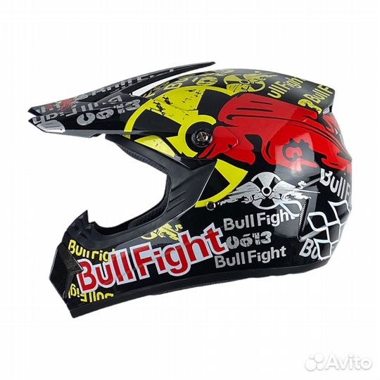 Мотошлем кроссовый Bull Fight черно-желто-красный
