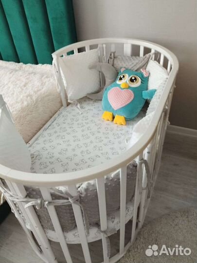 Детская кроватка трансформер круглая