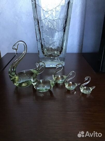 Лебеди 5штук, хрусталь СССР