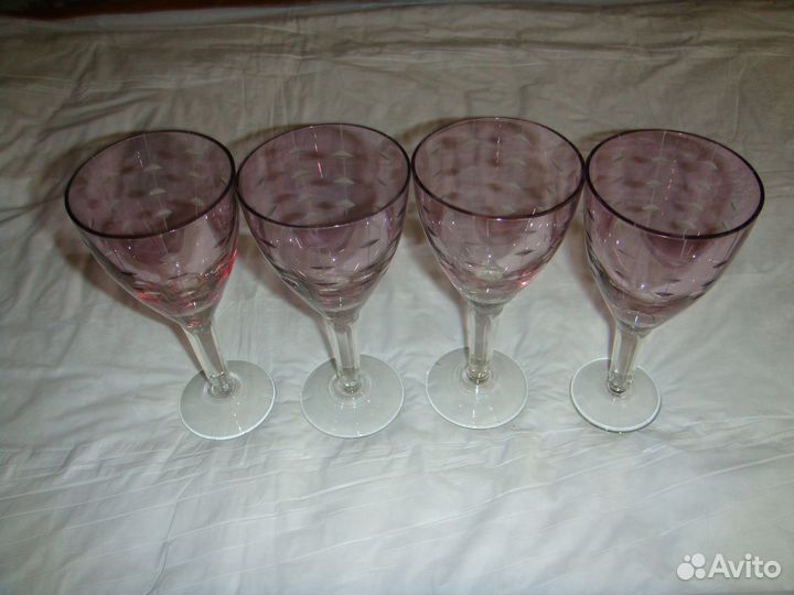 Фужеры, бокалы. Марганцевое стекло. СССР