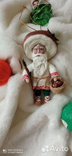 Ватная ёлочная игрушка гриб- лесовик