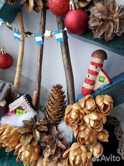 Новогодняя композиция подарок ручной работы