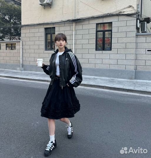 Кожаный бомбер Adidas Logo Leather Bomber