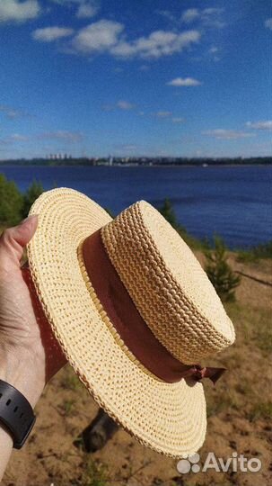 Шляпа Канотье из рафии