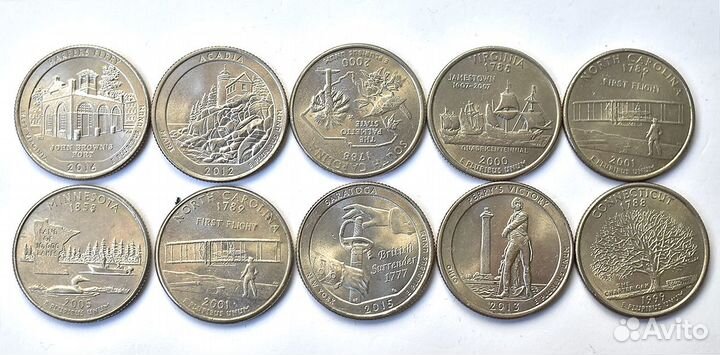 Монеты в коллекцию «quarter dollar» 17 шт