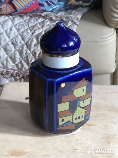 Чайница фарфоравая с кобальтом СССР посуда