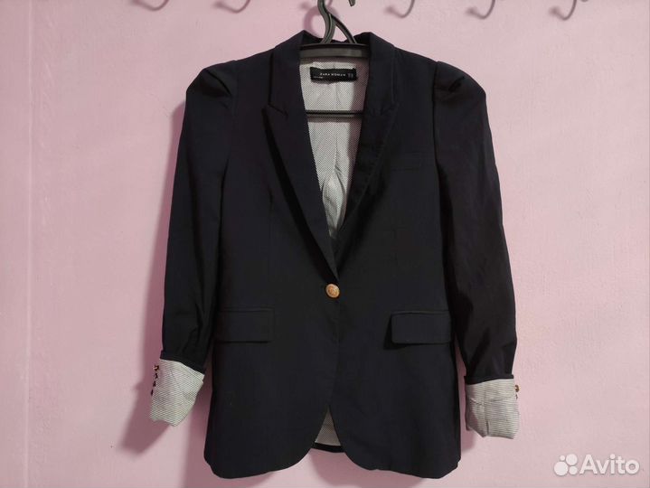 Пиджак zara xs синий