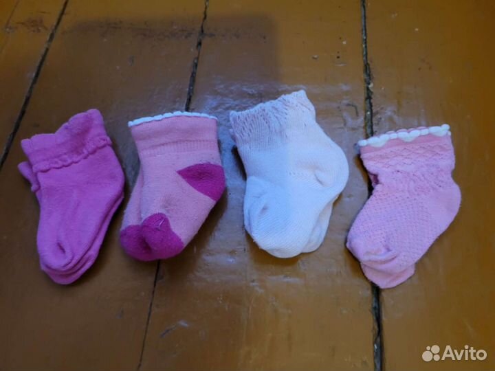 Носочки 4 пары, стопа 6-8 см, размер 7, возраст до