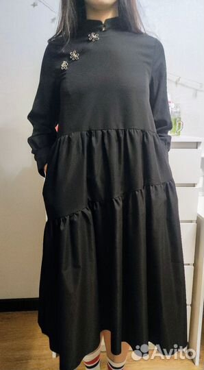 Чёрное платье в азиатском стиле