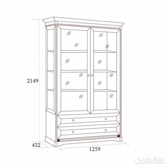 Витрина 2-х дв. Джоконда крем Миассмебель