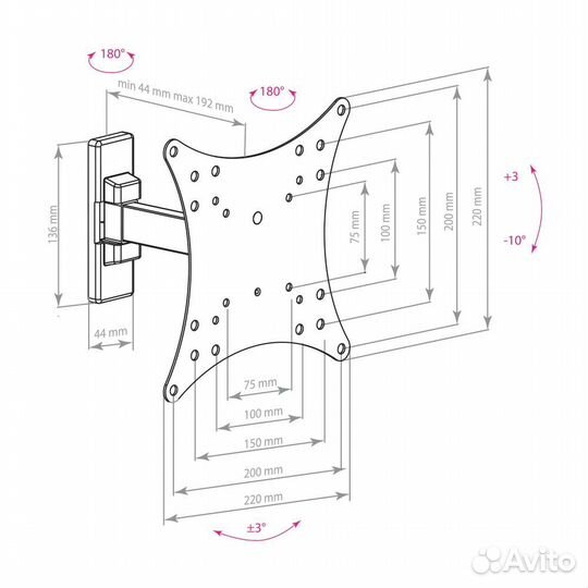 Настенный кронштейн для тв mars-3