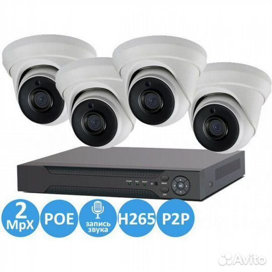 Комплект на 4 камеры 1080р рое