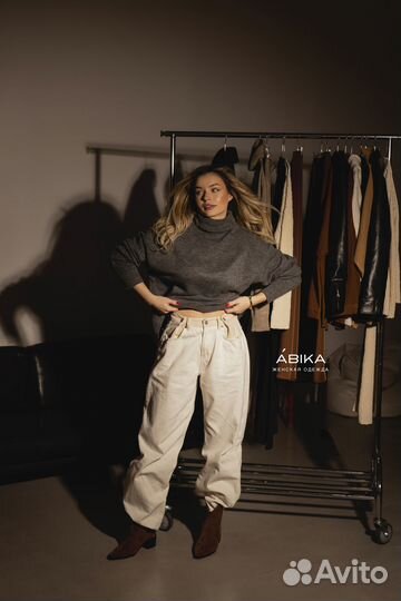 Джинсы белые over size