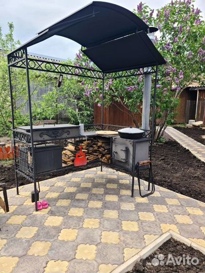 Мангал с печкой под казан