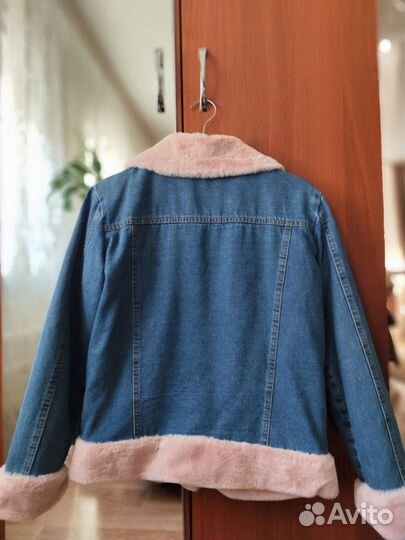 Джинсовая куртка с мехом женская 44 46