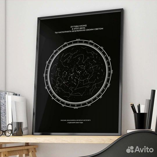 Подарок Карта звёздного неба Картина