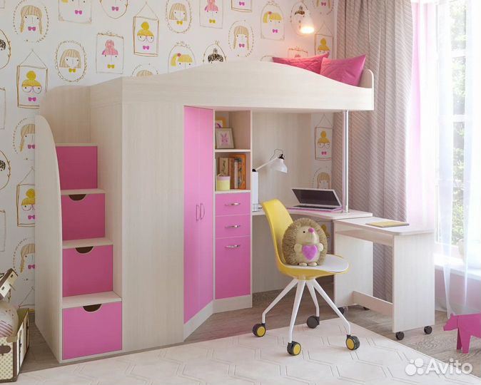 Кровать чердак со столом юниор 4