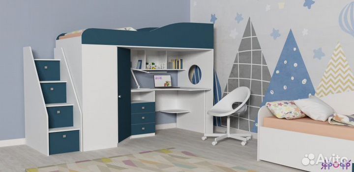 Кровать чердак «Кадет 1» с универсальной лестницей