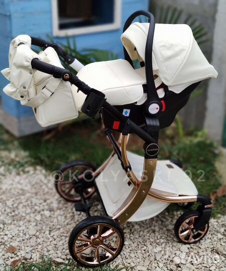 Luxmom 608 коляска из кожи 3в1/2в1