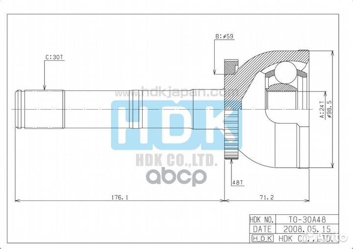 Шрус наружн. ABS 48z TO-030A48 HDK