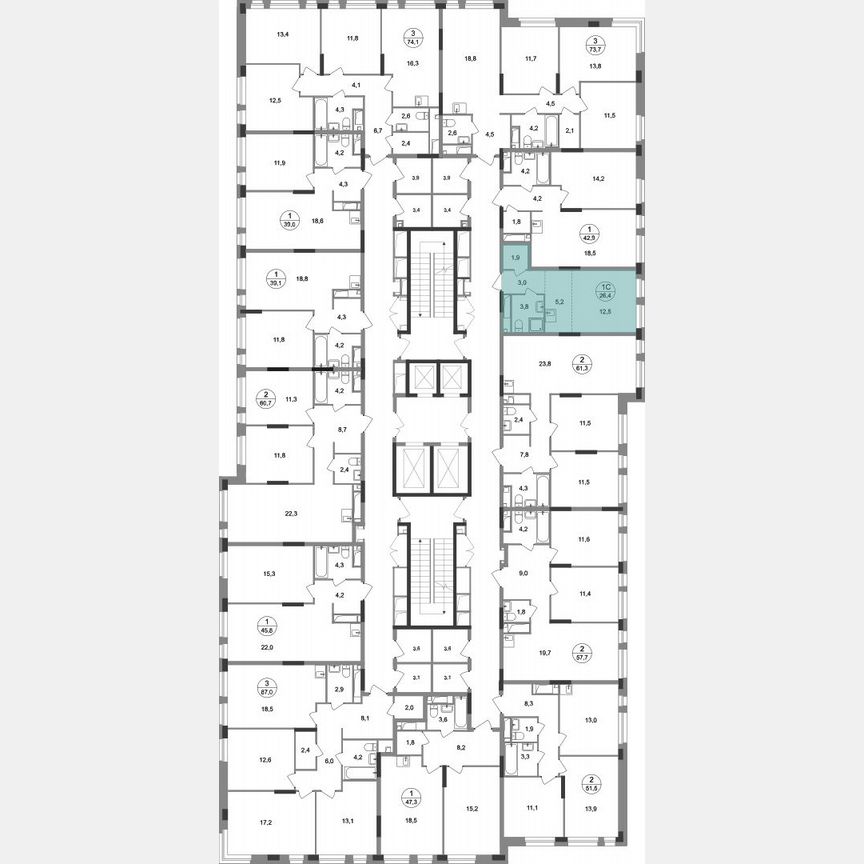 Квартира-студия, 26,4 м², 8/19 эт.