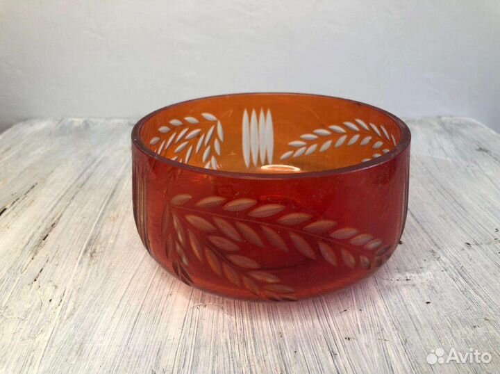 Конфетница цветное стекло СССР