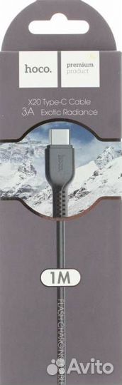 USB Кабель Type-C hoco X20, 1 м, 3A (черный)