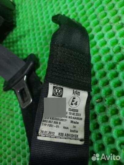 Ремень безопасности задний правый Volkswagen Polo