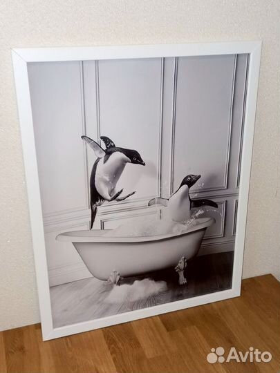 Картина Пингвины в ванной 40 на 50 см