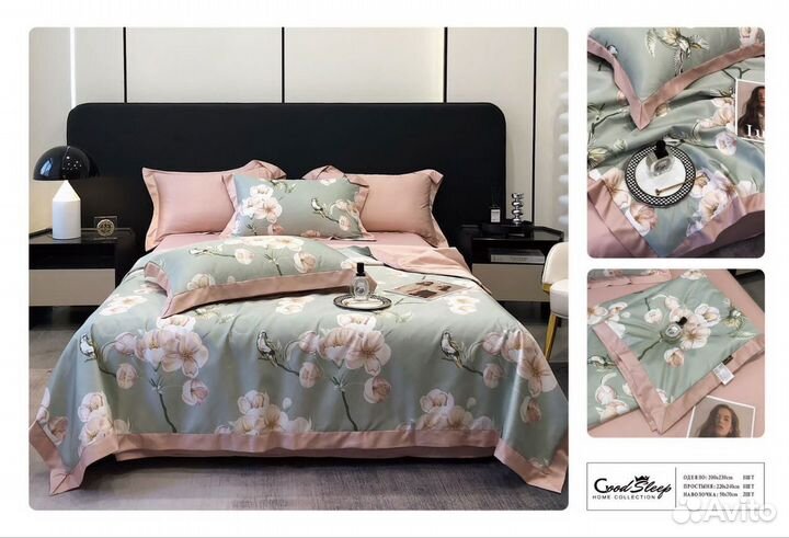 Постельное белье с одеялом тенсель евро