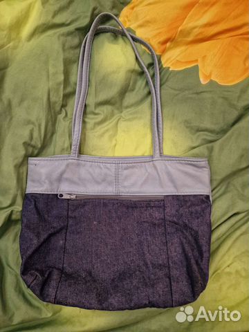 Cумка женская 25х38см. Кожа/джинса