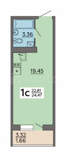Квартира-студия, 24,5 м², 7/17 эт.