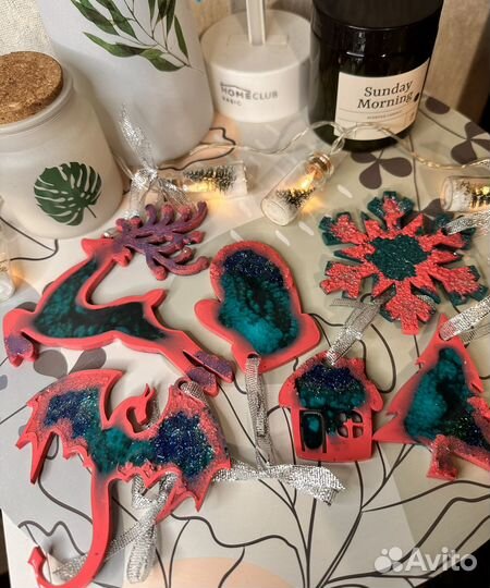 Елочные игрушки из эпоксидной смолы